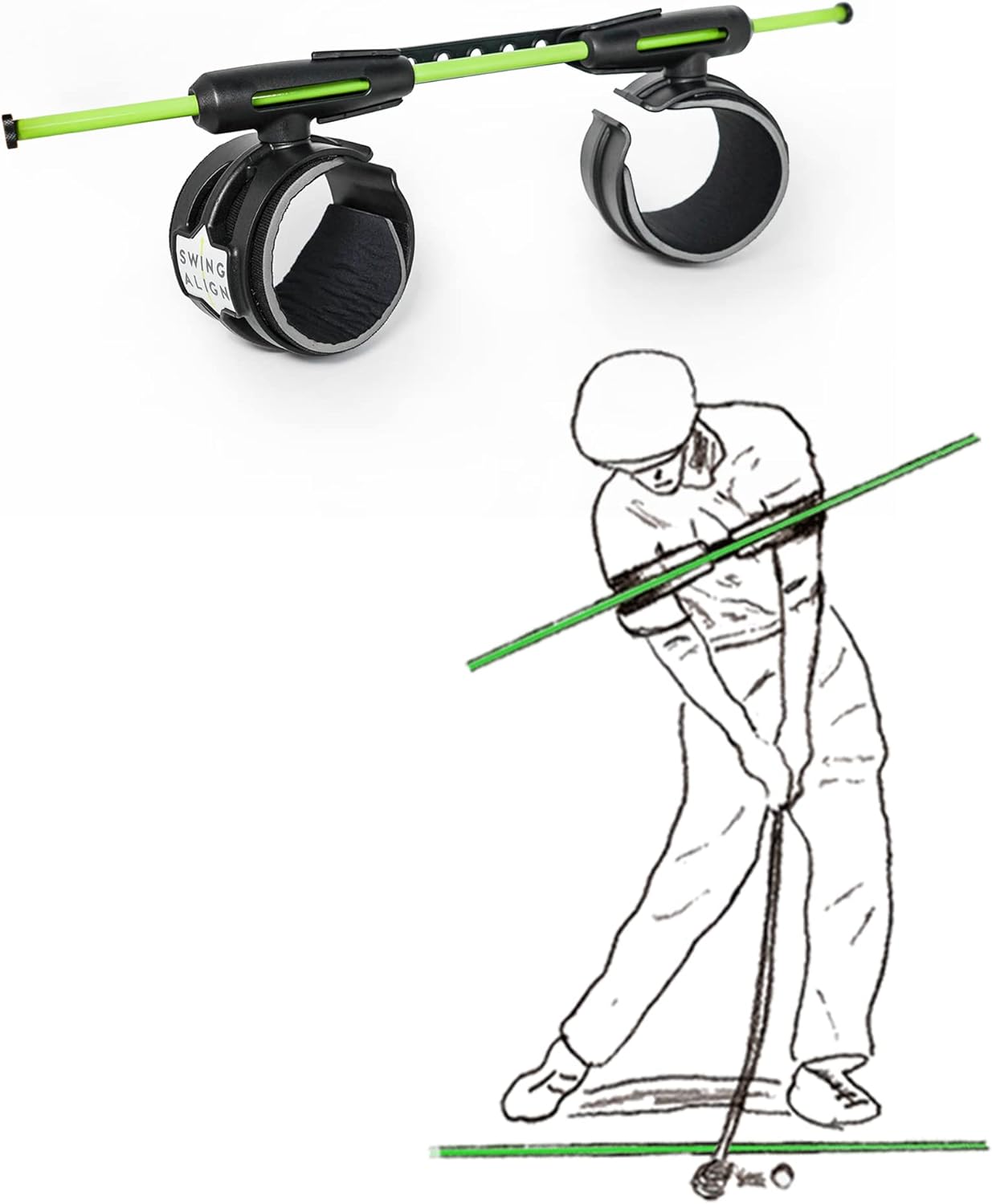 SWINGALIGN Golf Swing Trainer - Swing Align Basic Kit - Golf Training Aids for Fast, Guaranteed Improvement. More Distance and Accuracy. Improves Alignment, Connection, Rotation. Fits Most Golfers.